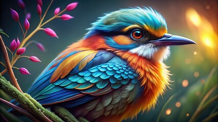 Obraz premium Step-by-step guide on how to draw intricate feathers on a beautiful bird illustration