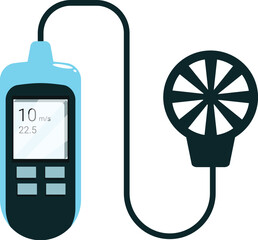 Digital anemometer showing wind speed in meters per second on its display © nsit0108
