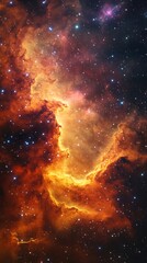 Obraz premium Mesmerizing cosmic nebula radiating brilliant colors amidst a starry backdrop