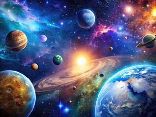 Obraz premium Stunning High Definition View of Outer Space with Stars, Galaxies, and Cosmic Elements in Detail