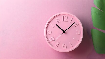 Pink Clock Minimalist Background