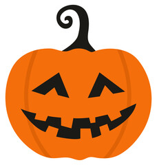 Flat icon of halloween pumpkin with smile face isolated on white background.