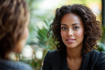 Fototapeta premium Business women discuss with each other.