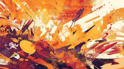 Abstract Digital Art with Orange, Red, and White Hues