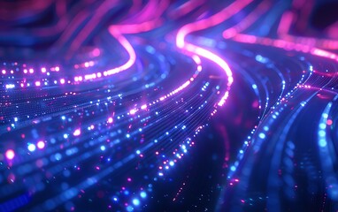 Obraz premium Digital Concept Art of Futuristic Network Matrix with Glowing Blue Nodes