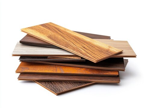 Stack of Different Wood Laminate Flooring Samples
