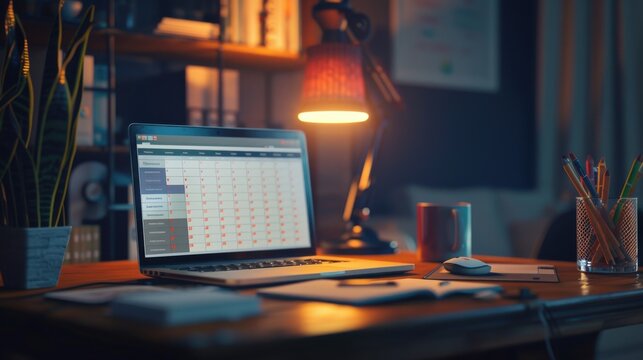 3D render of a digital calendar on a laptop screen, showing university events and deadlines, with realistic textures and lighting
