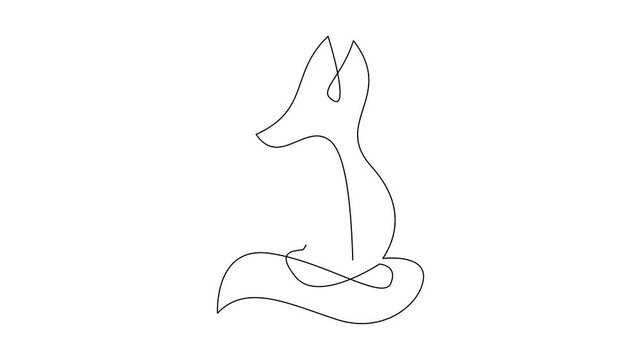 Fox in a continuous one line isolated white background	
