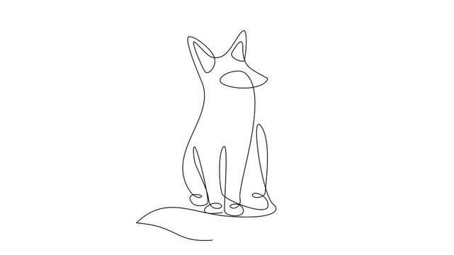Fox in a continuous one line isolated white background	
