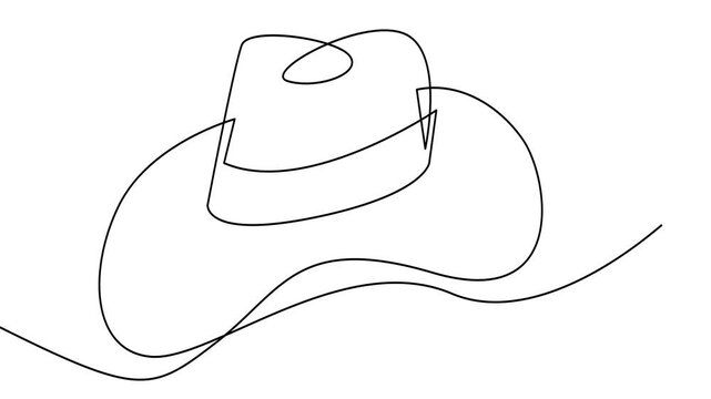 Cowboy hat One continuous single line hand drawn isolated background  template