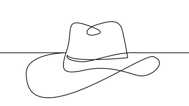 Cowboy hat One continuous single line hand drawn isolated background  template