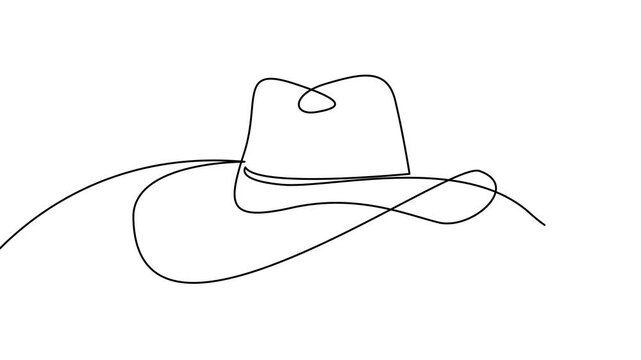Cowboy hat One continuous single line hand drawn isolated background  template