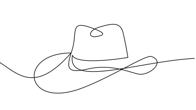 Cowboy hat One continuous single line hand drawn isolated background  template