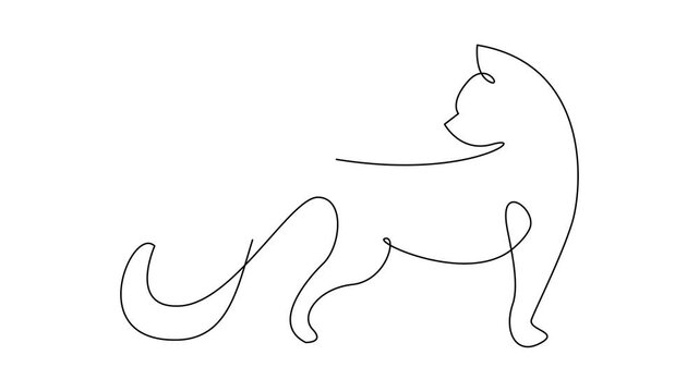 Cat single Line set logo icon design illustration