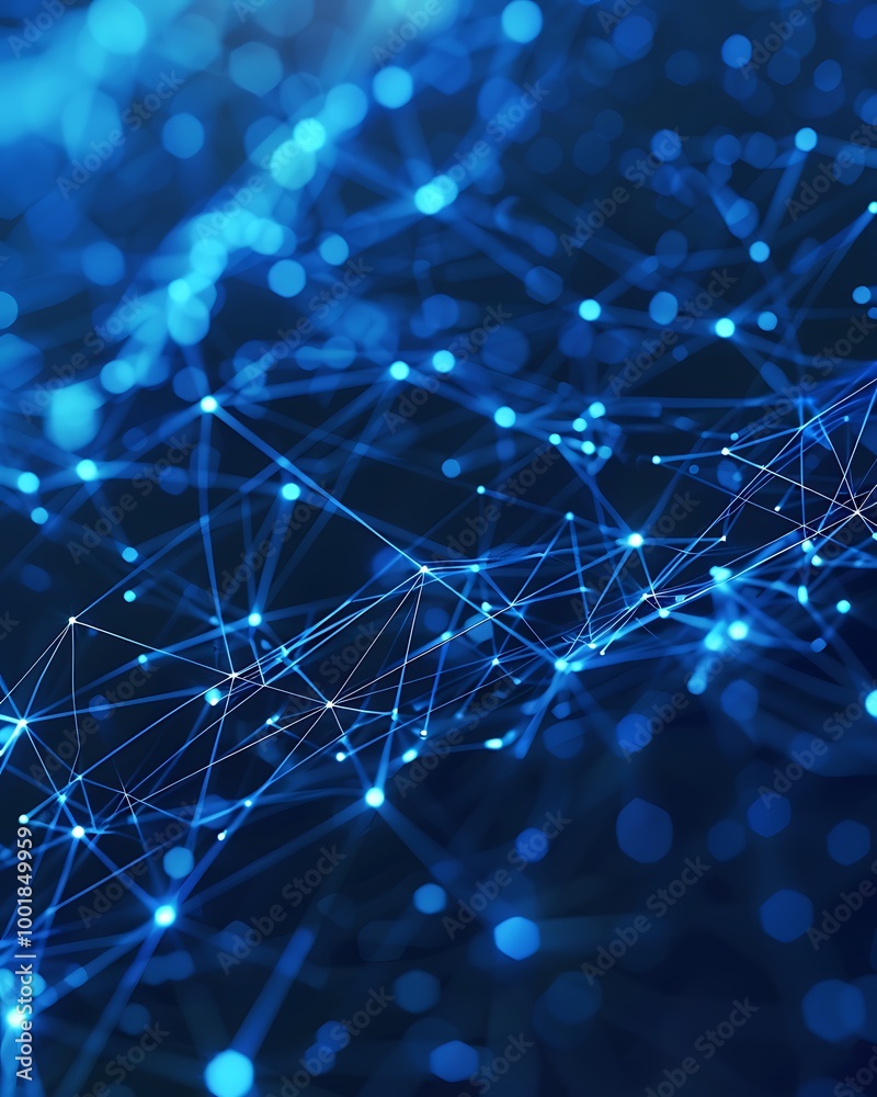 Aufkleber high-tech network background with blue particles forming a digital lattice
