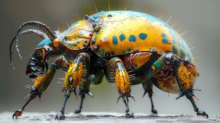 Naklejka premium Vibrant Beetle Macro Photography: A Close-Up Look at Nature's Beauty
