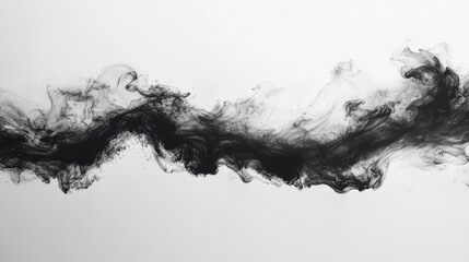 Abstract ink in water background with swirling black and white smoke-like patterns 