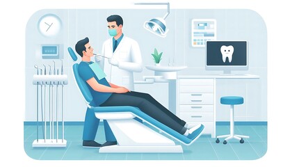 Fototapeta premium dentist examining a patient in a bright, modern clinic