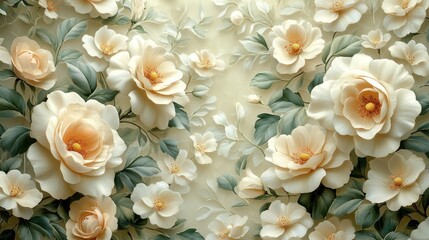 Elegant floral pattern background with intricate designs and soft colors for a classic look 