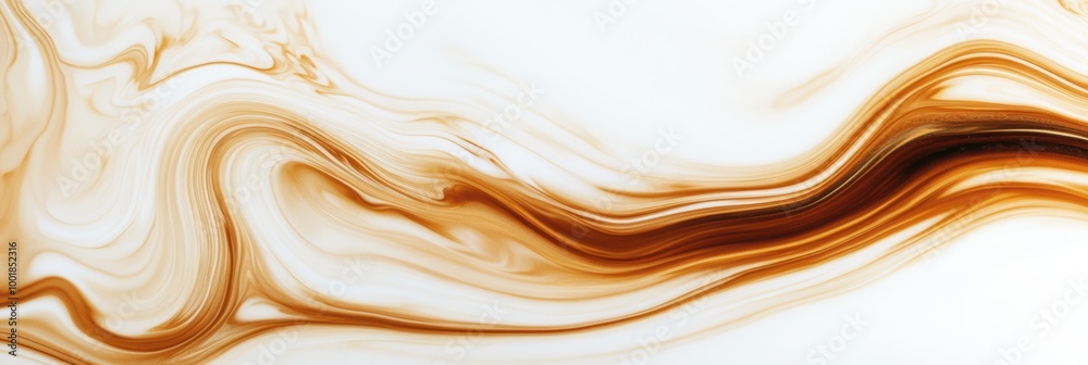 Leinwandbilder swirling coffee blends with milk, creating a rich abstract pattern in a creamy mixture that captivat