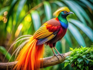 Obraz premium Vibrant Bird of Paradise in Natural Habitat Showcasing Stunning Plumage and Unique Features