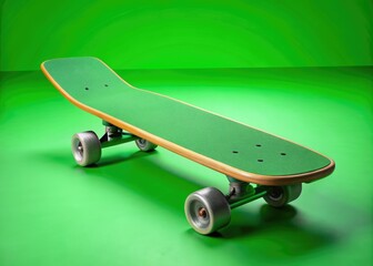 Vibrant Green Screen Skateboard for Creative Backgrounds and Dynamic Visual Effects Projects