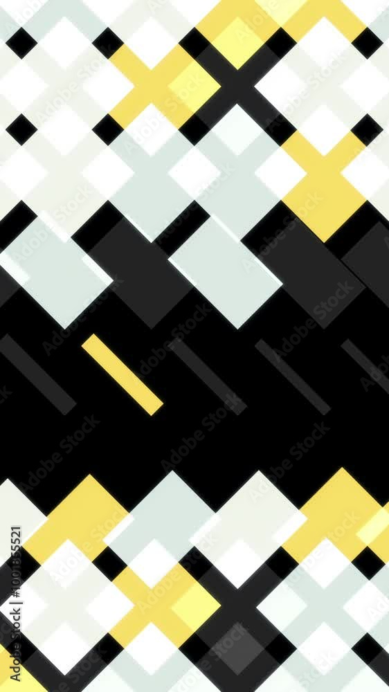 Poster abstract animation of multicolored geometric patterns appearing and disappearing one by one on the b