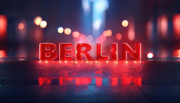 Berlin Neon Sign in Urban Nightscape