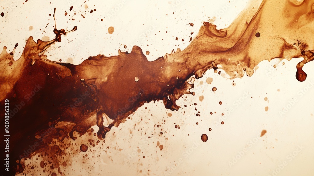 Aufkleber artistic background created with coffee stains and splashes, showcasing an abstract blend of warm br