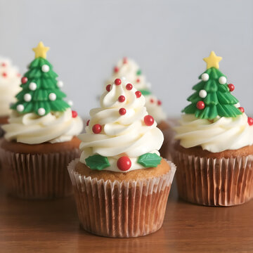 Cupcakes navide&ntilde;os para alegrar la mesa de postres