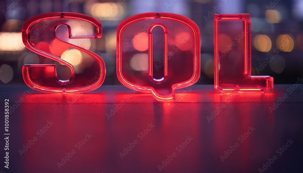 Poster sql programming language neon sign concept