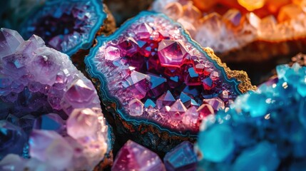 Vibrant Crystal Geodes with Colorful Gemstone Details