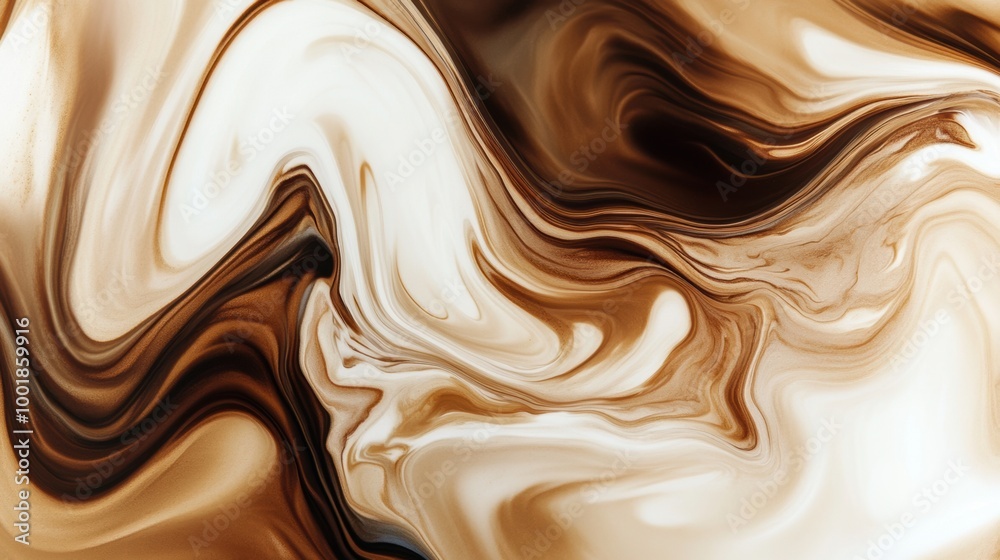 Fototapete swirling patterns of coffee blending gently with milk in a dynamic, abstract composition showcasing 