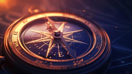 Vintage Compass on a Mystical Background