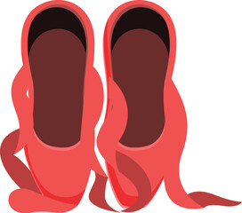Pair of red ballet shoes with satin ribbons, essential accessories for dancers practicing pointe work