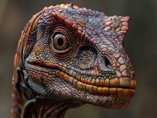 Close-Up Portrait of a Reptilian Creature with Intricate Scales