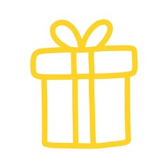 Present gift clip art design on plain white transparent isolated background for card, shirt, hoodie, sweatshirt, apparel, card, tag, mug, icon, poster or badge