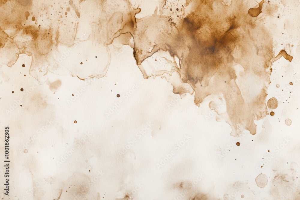 Aufkleber artistic abstract background featuring spilled coffee stains and splashes on a soft white canvas cre