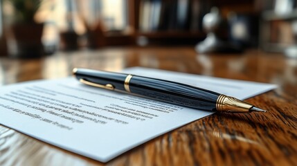 Job application process with a resume and cover letter on a desk with a pen 