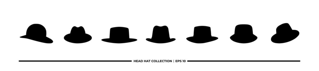 Collection of Silhouettes of Various Head Hats