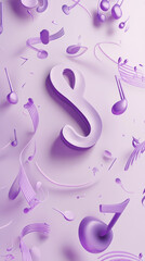 A purple background with many pink notes scattered around