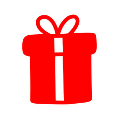 Present gift clip art design on plain white transparent isolated background for card, shirt, hoodie, sweatshirt, apparel, card, tag, mug, icon, poster or badge