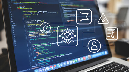 Laptop Screen Displaying Python Programming Code for Software Development