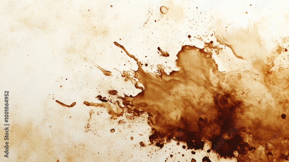 Poster an abstract background featuring coffee stains and splashes, conveying an artistic essence in a dyna