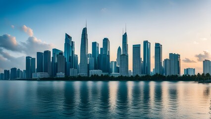 Obraz premium city skyline at sunset