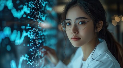 Young Scientist Analyzing Digital Data Trends