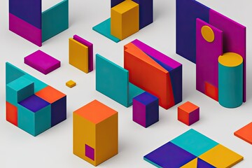 Obraz premium Vibrant Three Dimensional Geometric Shape Models in Abstract Design
