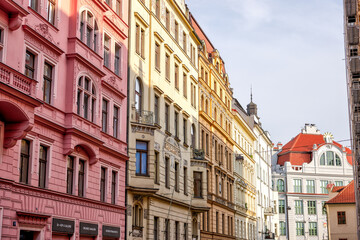 Prague, Czech Republic - July 16, 2024: Classic residential buildings in the old town of Prague in the Czech Republic
