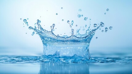 Crystal Clear Water Splash on Light Blue Background