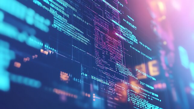 An abstract image of colorful lines of code intertwining with advanced technology icons, representing the connection between AI, coding, and modern tech concepts.